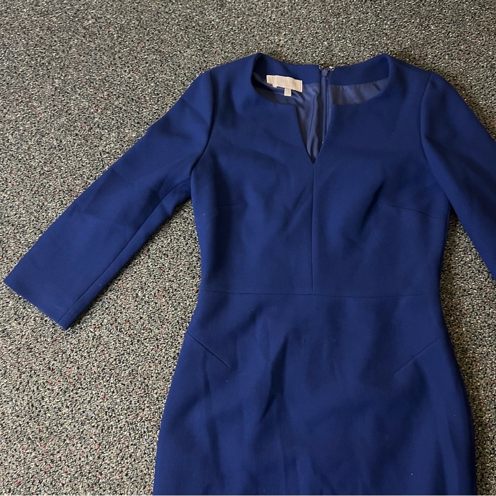 HOBBS LONDON Blue 3/4 Sleeve Midi Tailored  Modest Work Wear Business Casual Dre - Picture 8 of 16